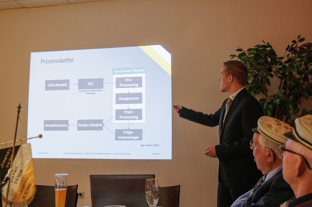 Präsentation an einem Vortragsabend.